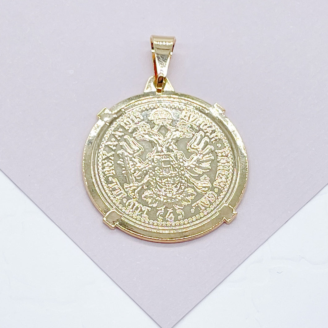 18k Gold Filled 2.5mm Quarter Round Coin Charm  Gold Pendant Coin Jewelry Supplies, Austrian Francis Joseph Imperator