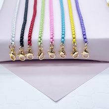 Load image into Gallery viewer, 18k Gold Filled 3mm Colorful Enamel Box Chain Multicolor Necklace
