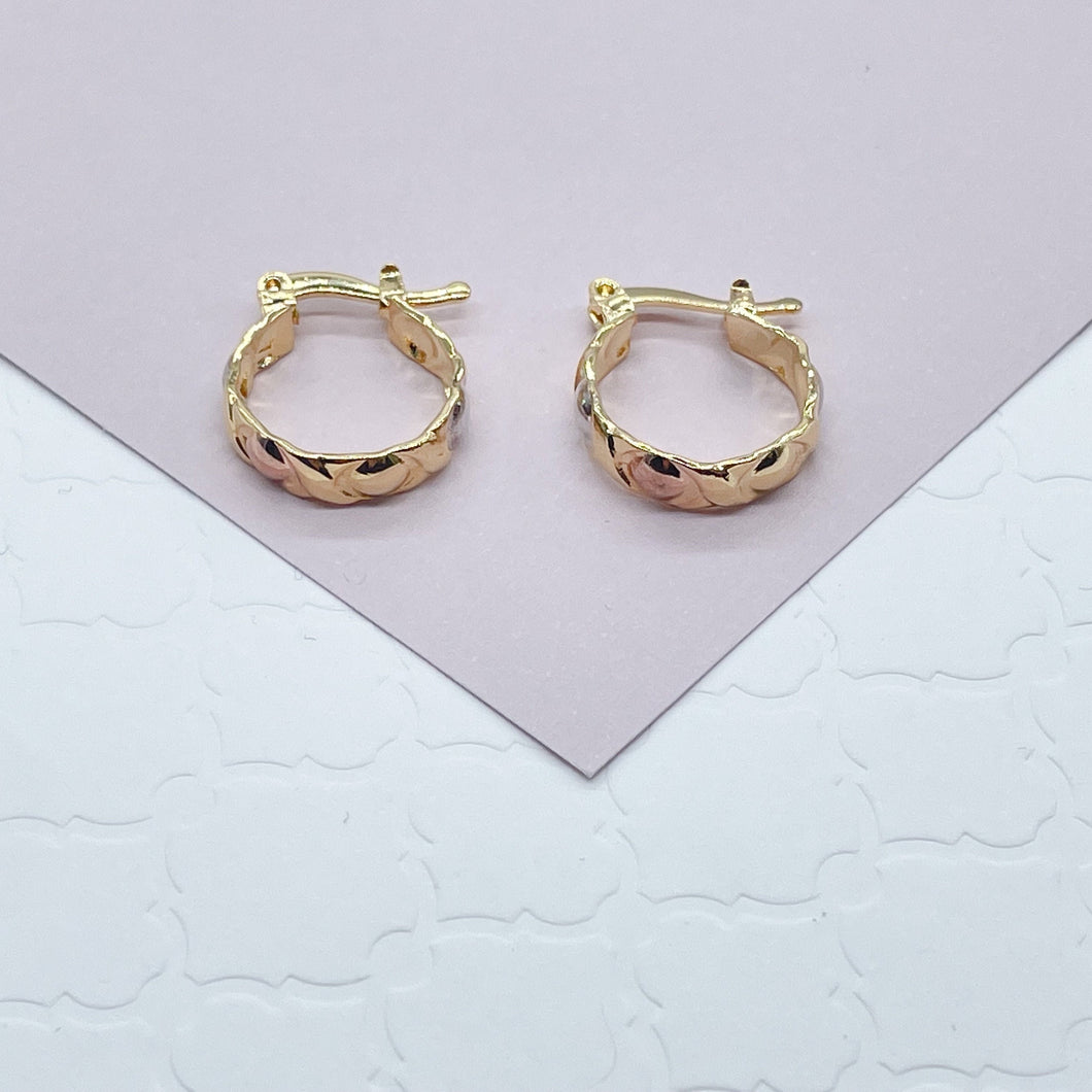 18k Gold Filled XOXO Small Hoop Earrings Hypoallergenic Jewelry Wholesale