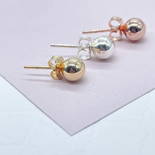 Load image into Gallery viewer, 18k Gold Filled Plain Solid 6mm Ball Stud Earrings Available In Gold, Silver And Rose Gold   And Jewelry Making Supplies
