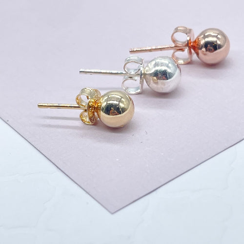 18k Gold Filled Plain Solid 6mm Ball Stud Earrings Available In Gold, Silver And Rose Gold   And Jewelry Making Supplies