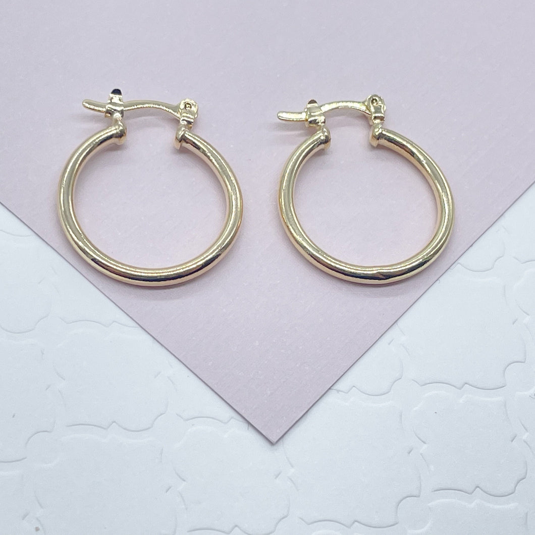 18K Gold Filled Plain 20mm Hoop Earrings Hypoallergenic For Wholesale And