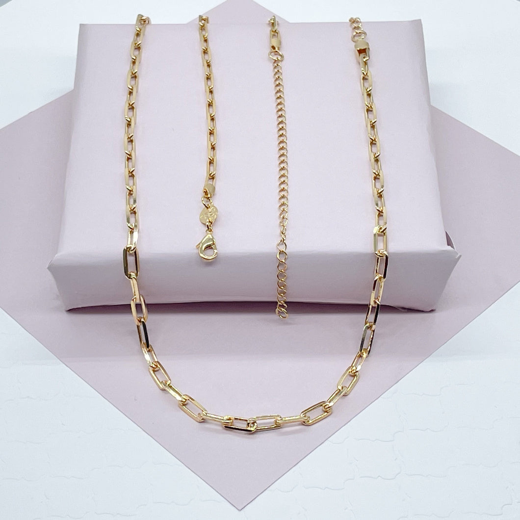 18k Gold Filled Paper Clip Chain 3mm Necklace