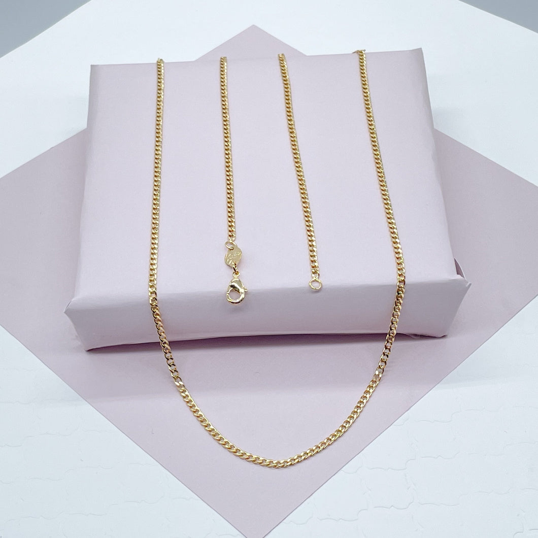 18k Gold Filled thin Cuban Link Chain 2.4mm For Wholesale Dainty Jewelry