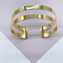 Load image into Gallery viewer, 18k Gold Filled Plain Double Row Cuff Bracelet
