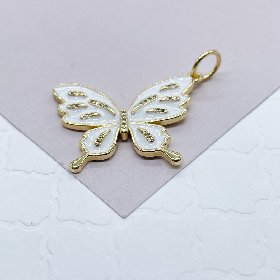 18k Gold Filled Colorful Butterfly Enamel Pendant Charm Jewelry Making Supplies