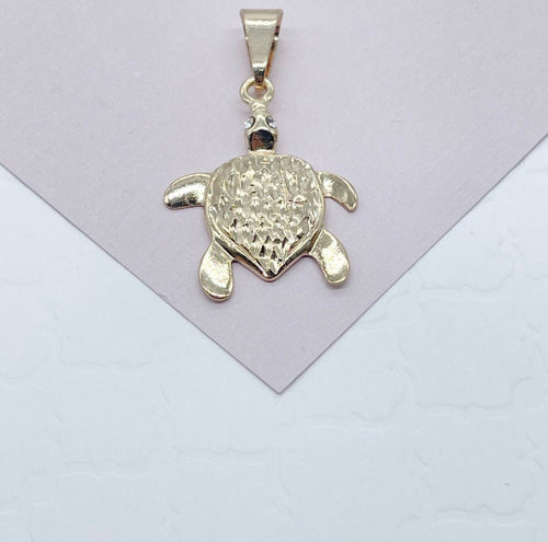 18k Gold Filled Ocean Turtle Charm Featuring Little Zirconia In the Eyes   And Jewelry Making Supplies Pendant Marine Inspired
