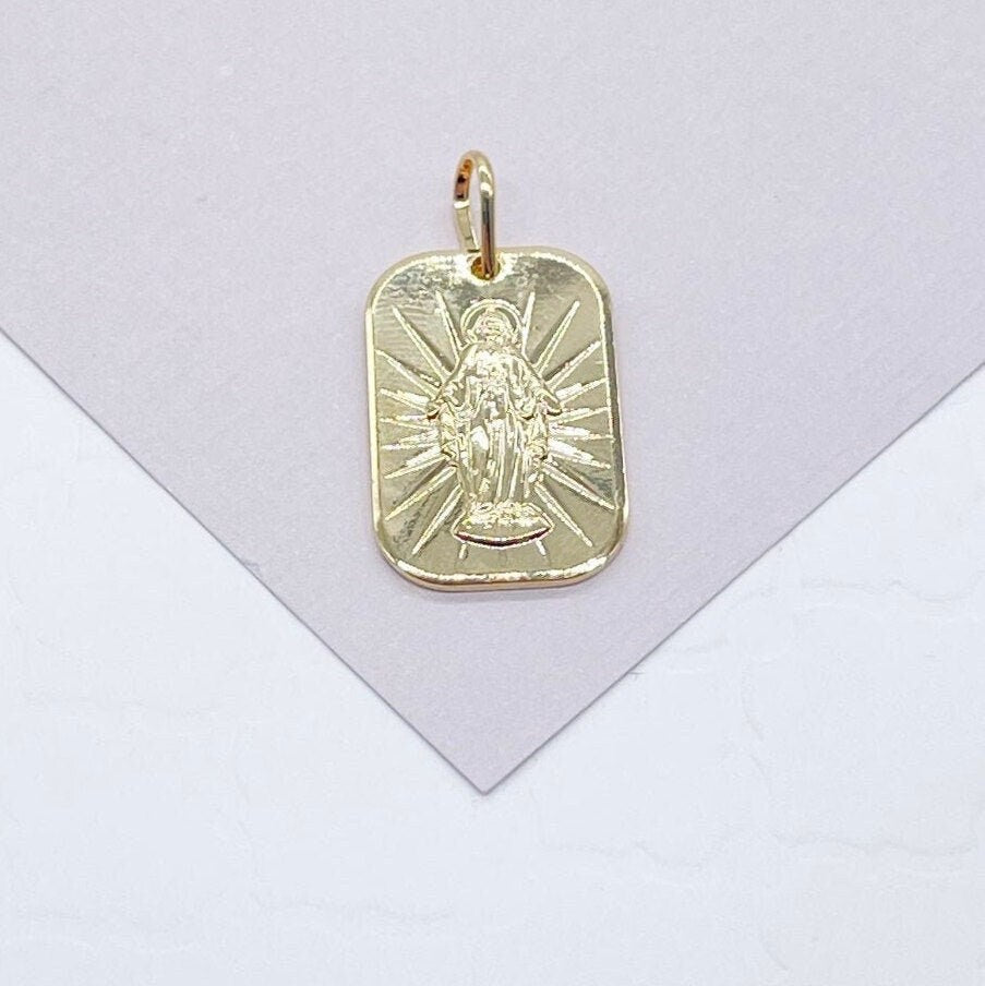 18k Gold Filled Jesus Plate Charm With Diamond Cut Detail For Wholesale And