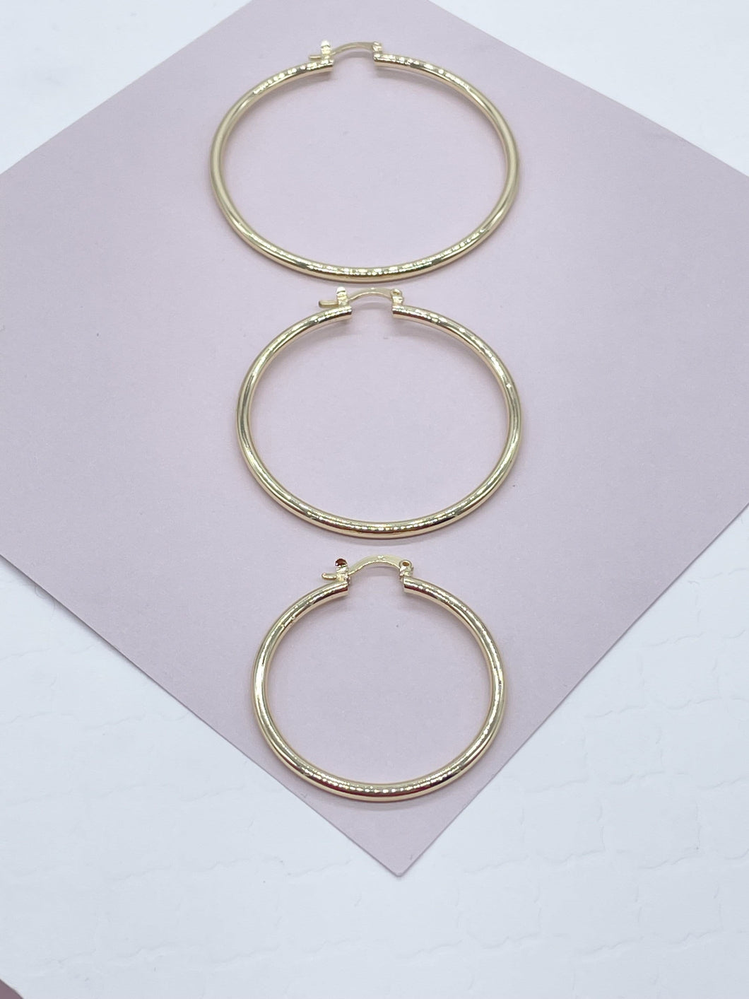 18k Gold Filled Plain Hoop Earrings Available Small, Medium, Large Sizes For the