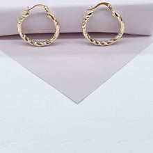 Load image into Gallery viewer, 18k Gold Filled Small Twisted Diamond Cut Textured Hoop Earrings 25mm Diameter
