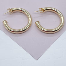 Load image into Gallery viewer, Thick 18k Gold Filled Plain 5mm Chunky 3/4 Hoop Earrings Push Back Closing the and Jewelry Making Supplies
