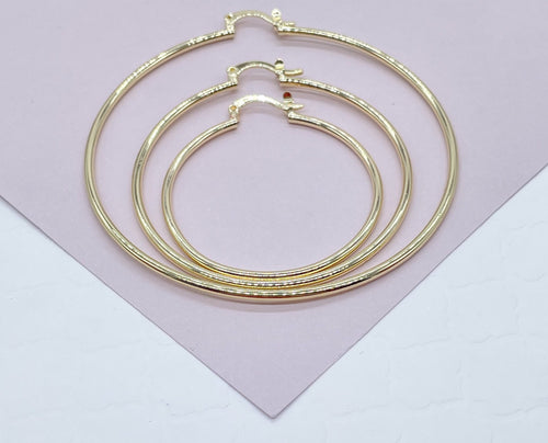 Light 18k Gold Filled Ultra Thin Hoops 1.7mm Thickness In S, M, L Sizes   And Jewelry Making Supplies