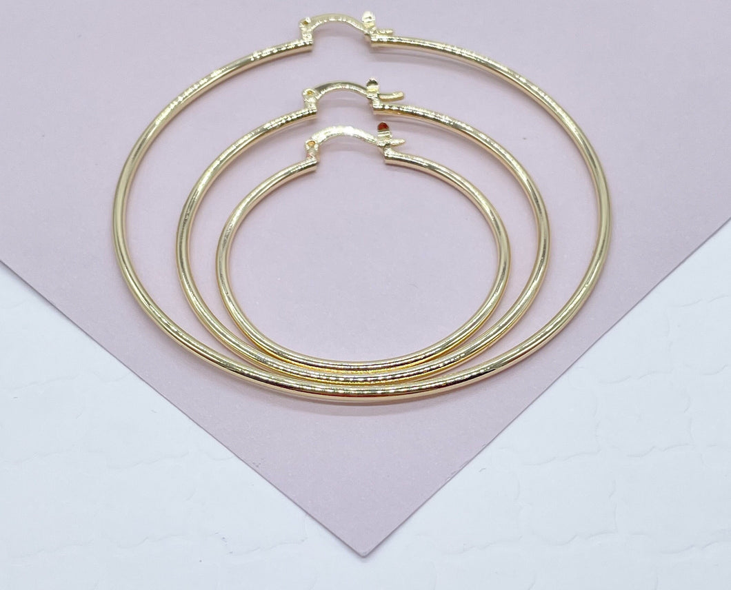 Light 18k Gold Filled Ultra Thin Hoops 1.7mm Thickness In S, M, L Sizes   And Jewelry Making Supplies