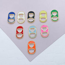 Load image into Gallery viewer, 18k Gold Filled Colorful Soda Can Caps Charms In Enamel Eight Colors to Choose Dainty Pull Tab Pop Pendant
