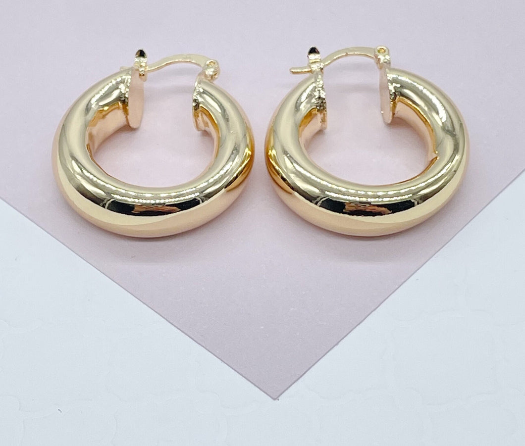 Chunky And Small 18k Gold Filled Plain Hoop Earrings For Wholesale And Jewelry