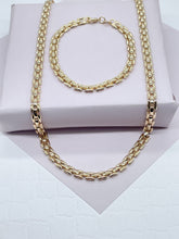 Load image into Gallery viewer, Thick Vintage Style 18k Gold Filled Flat Three Pattern Layered Chain Necklace

