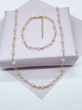 Load image into Gallery viewer, 18k Gold Filled Baby Pink Bead Bracelet Necklace Or Jewelry Set, Delicate Beaded
