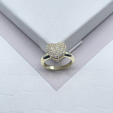 Load image into Gallery viewer, 18k Gold Filled Ring Featuring Large Heart Cubic Zirconia In Micro Pave Settings  Jewelry

