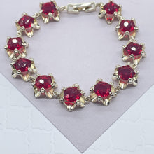 Load image into Gallery viewer, 18k Gold Filled Flower Bracelet Featuring Large Cubic Zirconia More Colors Available
