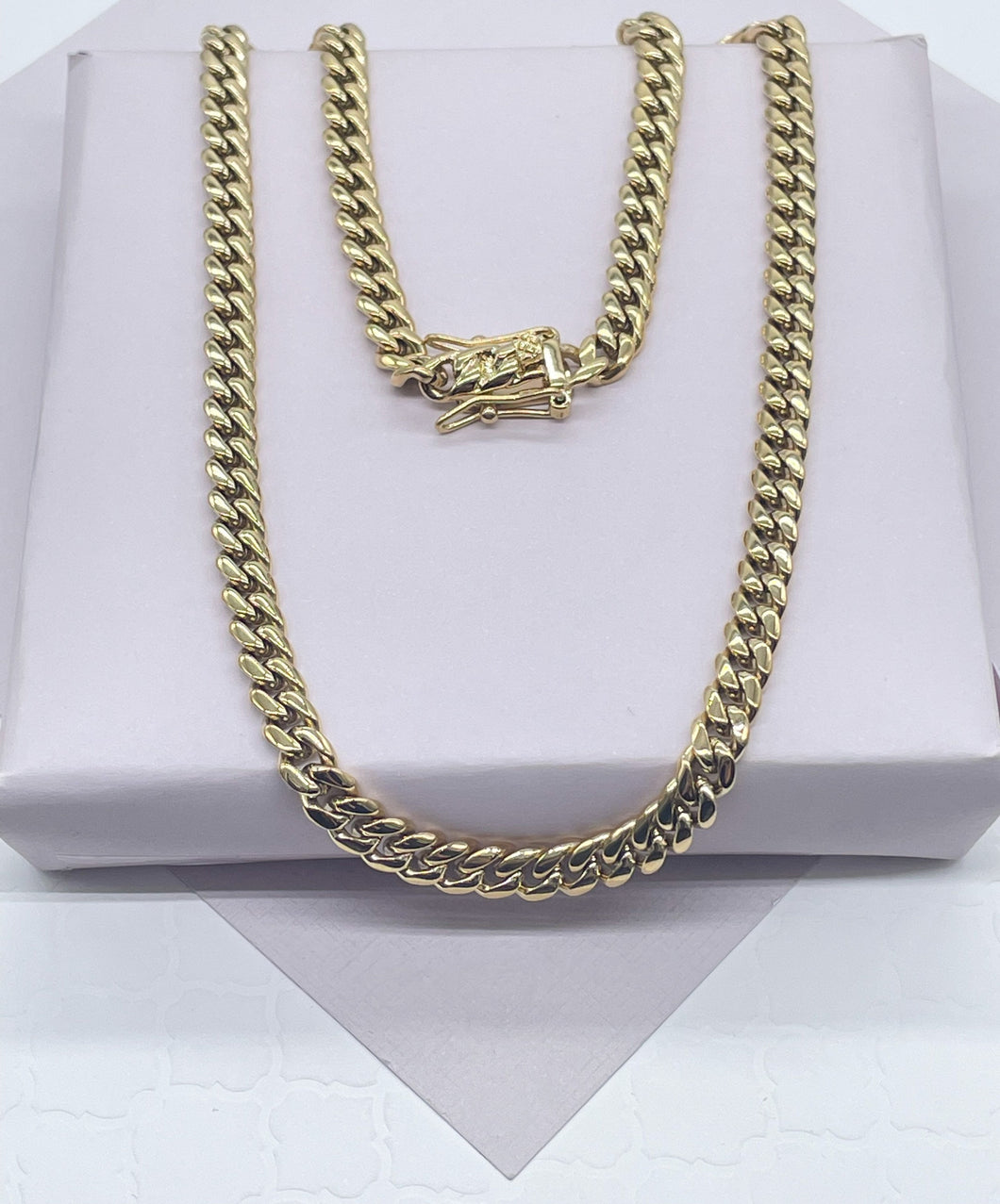 14k Gold Filled 6mm Thick Cuban Curb Link Chain Necklace Featuring Special Large Safety Clasp