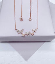 Load image into Gallery viewer, 18k Gold Filled Butterfly Necklaces Featuring Micro Pave Cubic Zirconia Butterflies And Plain Gold Butterfly Jewelry
