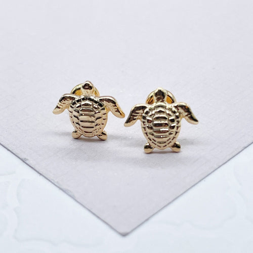 18k Gold Filled Tiny Plain Turtle Dainty Stud Earrings, Sea Animal Ocean Marine Beach Summer Jewelry  Jewelry