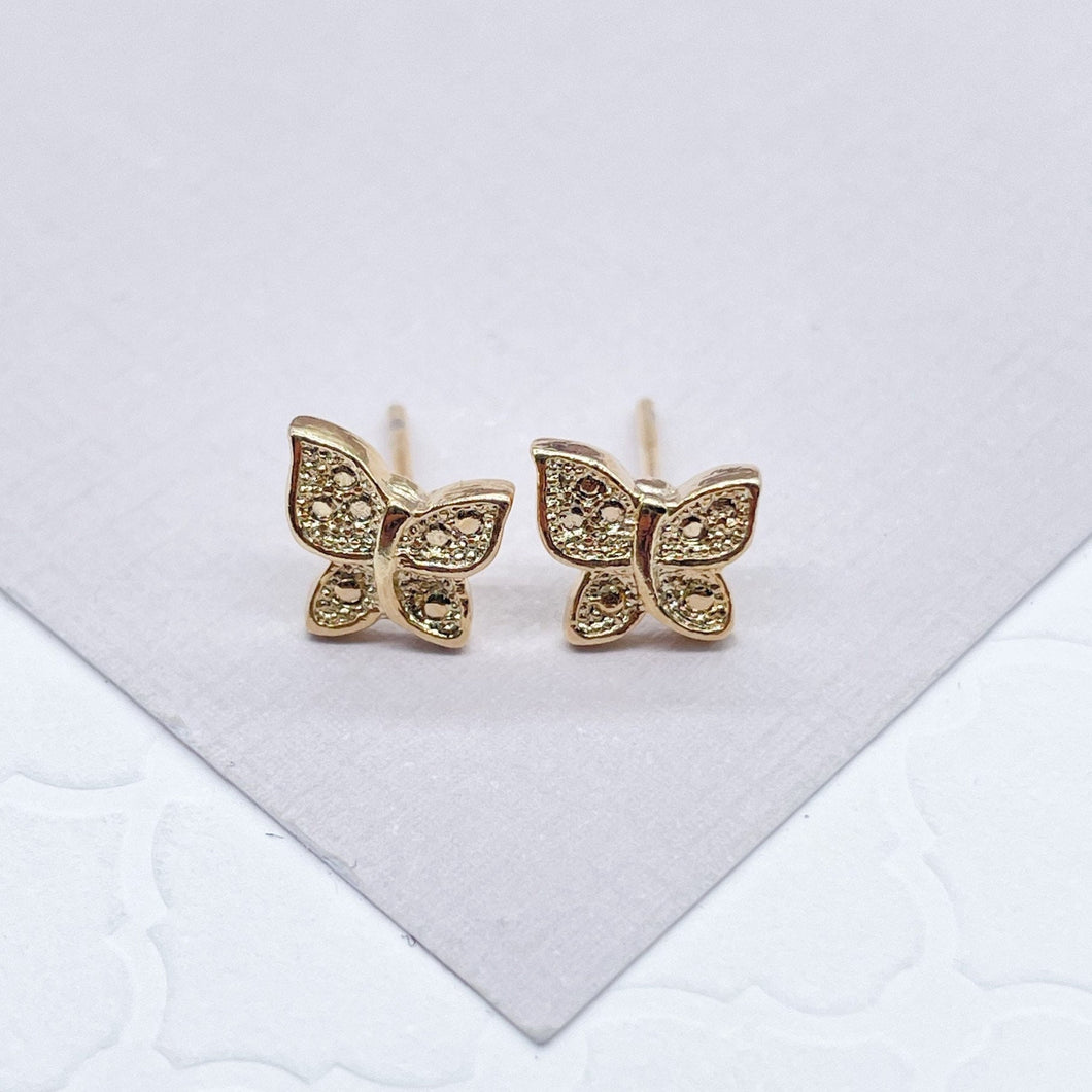 18k Gold Filled Small Butterfly Stud Earrings Dainty Jewelry Featuring Design