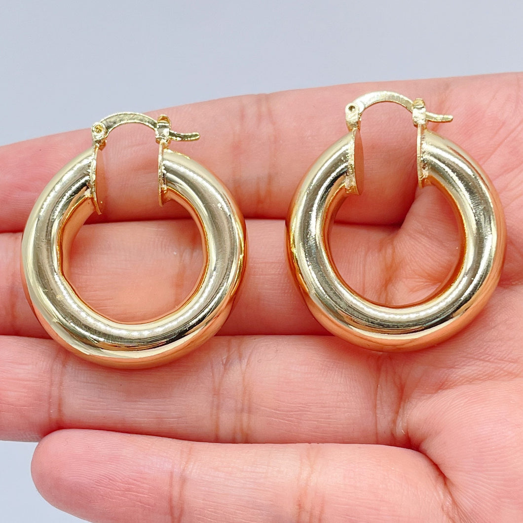 18k Gold Filled 8mm Thick Hoop Earrings, Chunk Gold Hoop, Fat Hoop Earrings And Jewelry Making Supplies