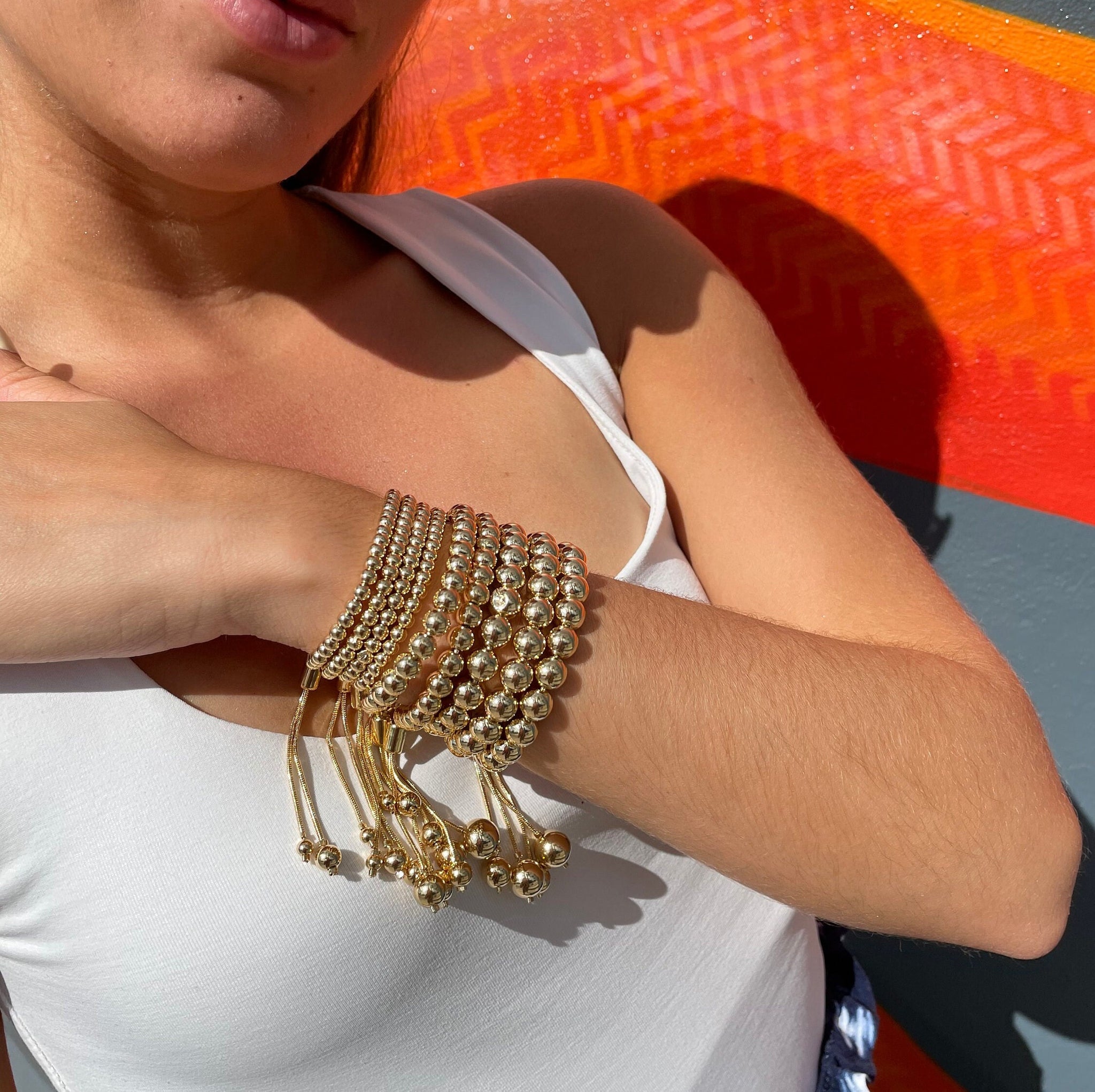 6mm 14K Gold Filled Single Beaded Bracelet – Hanai Jewelry