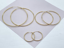 Load image into Gallery viewer, Very Light And Sturdy 18k Gold Filled Plain Thin Endless Hoop Earrings, Dainty
