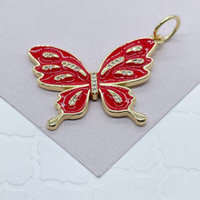 Load image into Gallery viewer, 18k Gold Filled Colorful Butterfly Enamel Pendant Charm Jewelry Making Supplies
