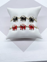 Load image into Gallery viewer, 18k Gold Filled Multi Color Enamel Puffy Elephant Bracelets, Blue, Red, White
