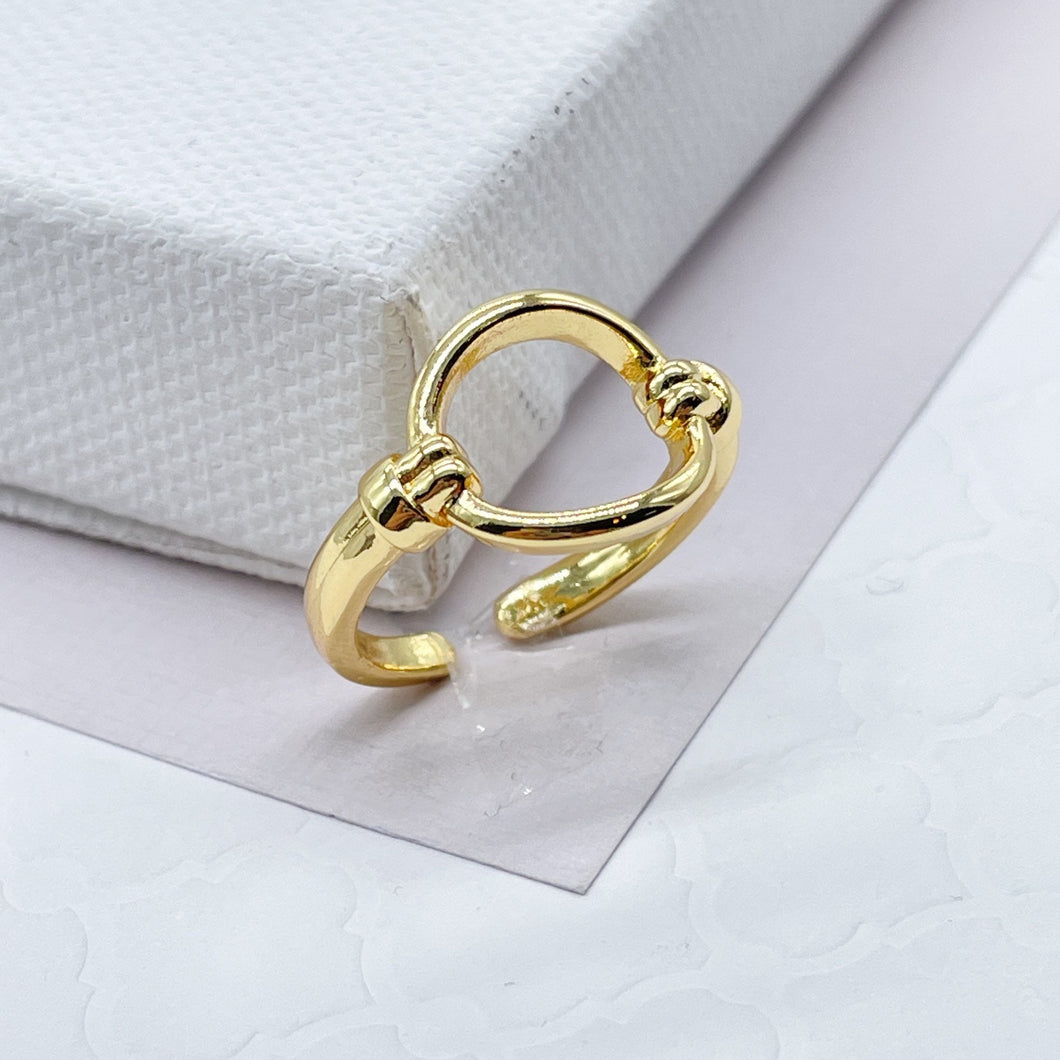 18k Gold Filled Minimalistic Adjustable See Through Circle Ring, Hallowed Gold