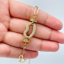 Load image into Gallery viewer, 18k Gold Filled Paper Clip Link Bracelet Featuring Micro Pave Cubic Zirconia
