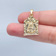 Load image into Gallery viewer, 18k Gold Filled Santa Barbara Pentagon Shape Pendant Charm Featuring Solitaire Cubic Zirconia, Front Porch Design of Santa Barbara
