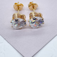 Load image into Gallery viewer, 18k Gold Filled 8mm Cubic Zirconia Heart Stud Earrings
