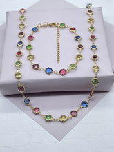 Load image into Gallery viewer, 18k Gold Filled Colorful Festive Jewelry Set With 18” Necklace And Bracelet With Extender  Jewelry
