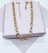 Load image into Gallery viewer, 18k Gold Filled Chunky &quot;but Light&quot; Link Necklace Bracelet Set With Extenders, Gift  Her Jewelry
