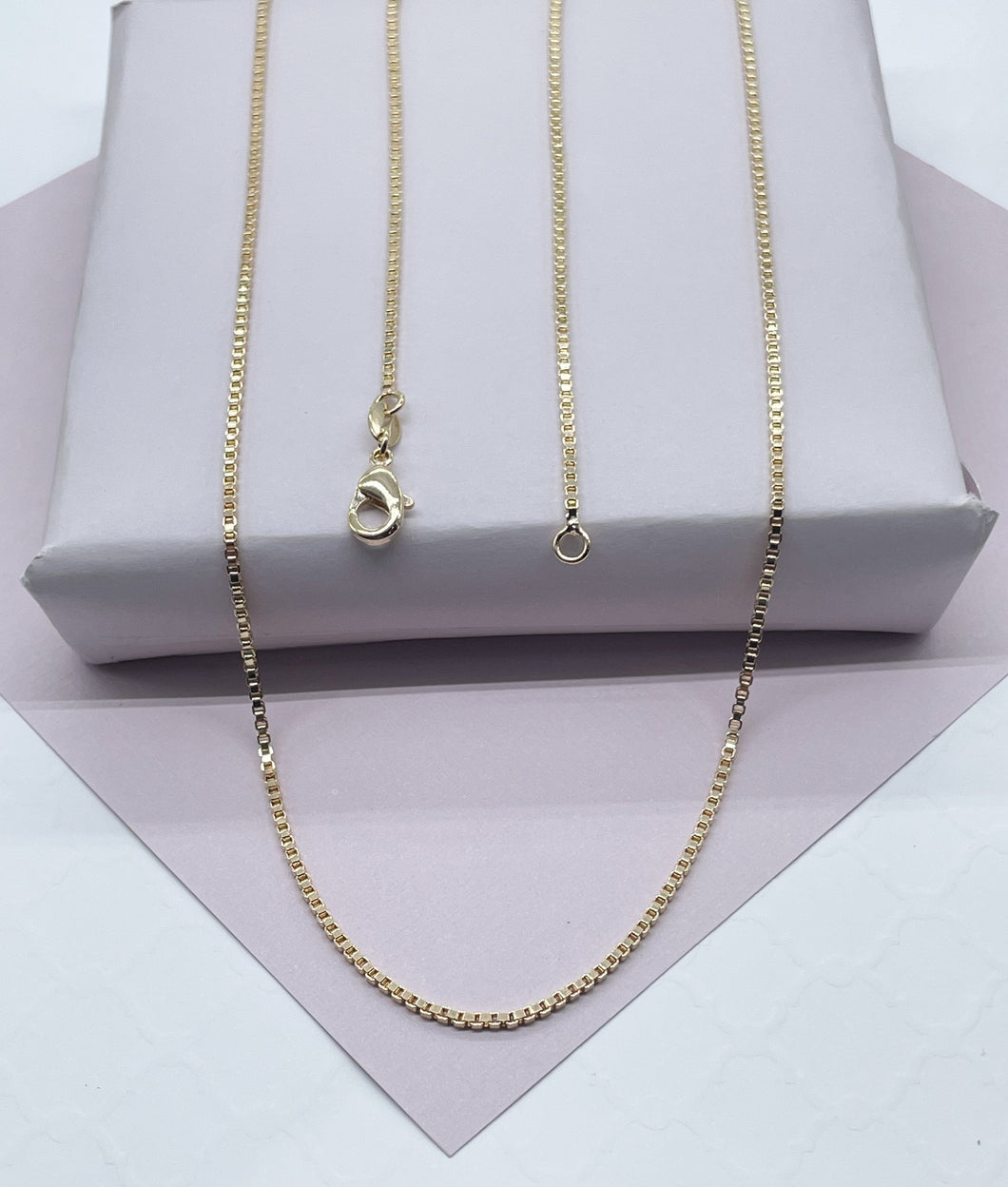18k Gold Filled 1.5mm Thickness Box Chain, Available In 16” & 18” For