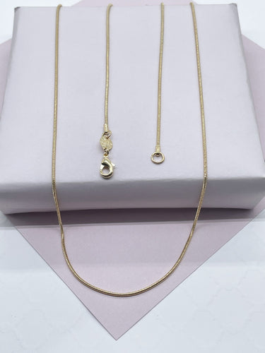 18k Gold Filled 1mm Round Snake Textured Chain Available In Sizes 16”, 18”, 20”, Cola de Raton   Supplies