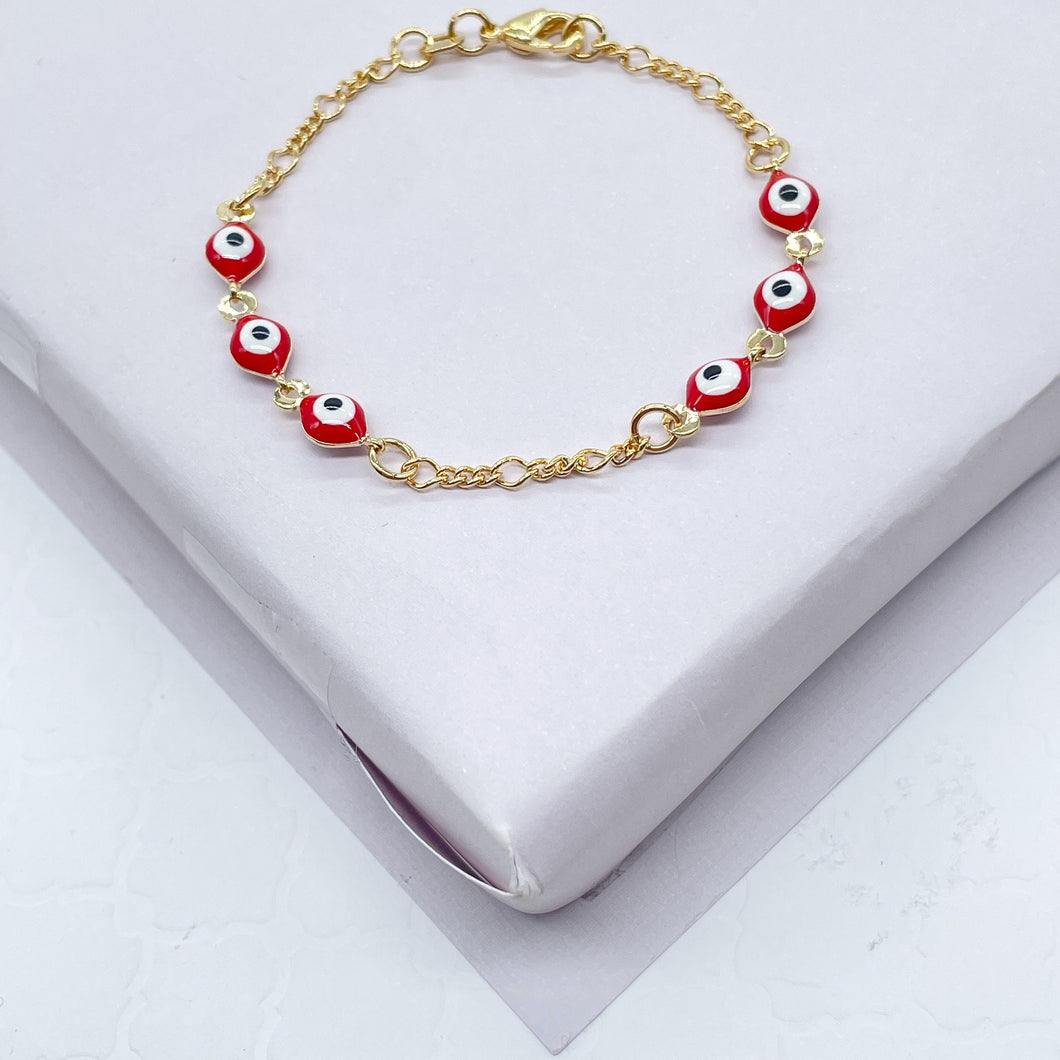 18k Gold Filled Red Evil Eye Kids Bracelet For Protection Wholesale Jewelry