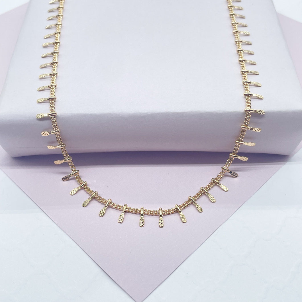 18k Gold Filled Dainty Fringe Choker Necklace Bohemian Design Chain, Gold Dangle
