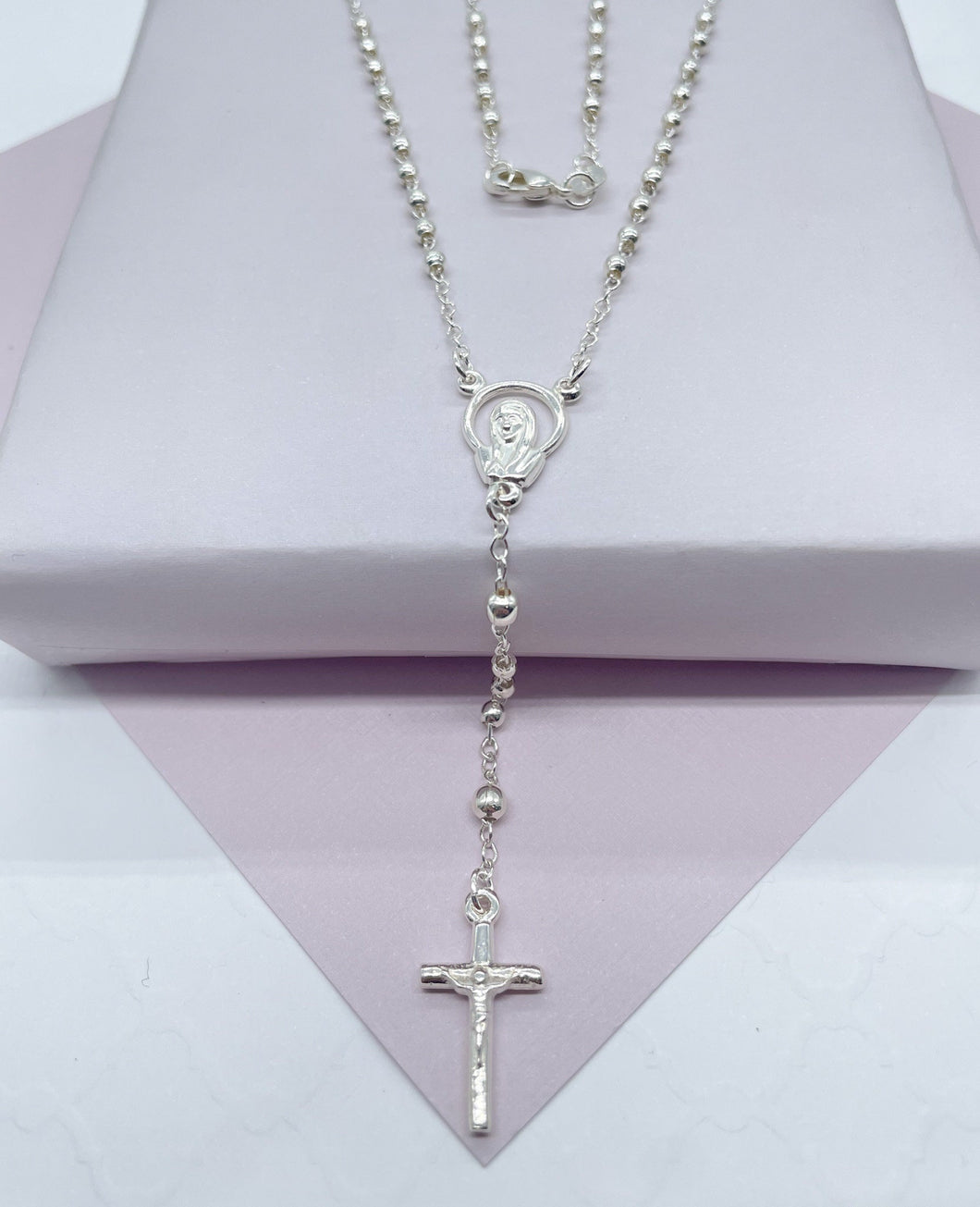 Silver Filled Dainty Rosary with Thick Crucifix Cross Supplies