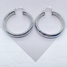Load image into Gallery viewer, 18k Gold Filled Thick Flat Inside Hoop Earrings, Plain Gold Fat 40mm Hoops,
