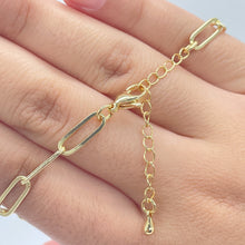 Load image into Gallery viewer, 18k Gold Filled Paper Clip Link Bracelet Featuring Micro Pave Cubic Zirconia Pouty Lip Charm With CZ Connectors Jewelry

