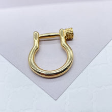 Load image into Gallery viewer, 18k Gold Filled Closed Carabiner Like Pendant Charm Jewelry Creation Styling Connectors Supplies
