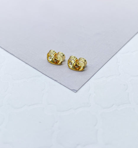 Package Of 5 Pairs - 18k Gold Filled Butterfly Push Back Earrings Clutch Back Closure, Backings  Jewelry Making  Supplies