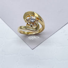 Load image into Gallery viewer, 18k Gold Filled Flower Ring With Cubic Zirconia Stones Surrounded With Gold

