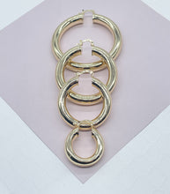 Load image into Gallery viewer, 18k Gold Filled Plain Chunky 6mm Hoop Earrings  Supplies
