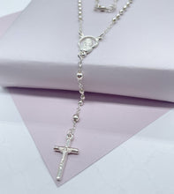 Load image into Gallery viewer, Silver Filled Dainty Rosary with Thick Crucifix Cross Supplies
